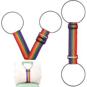 2 Pcs Elastic Suitcase Belt, Luggage Straps,Adjustable Travel Carry Strap, Add a Bag Bungees, Elastic Wrap Belts, Travel Accessories for Bag to Suitcase Handle (Multicolor) in Saudi Arabia