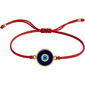 Red String Gold Frame Evil Eye Charm Bracelet – Adjustable Unisex Design, Real Glass Beads, Protection & Energy Symbol in Saudi Arabia