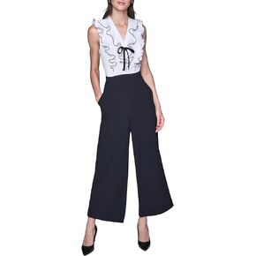 KARL LAGERFELD Women's Sleeveless Ruffle Collar V-neck Silky Scuba Crepe Jumpsuit in Saudi Arabia