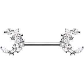 Cubic Dainty Moon Multi Gem Nipple Barbell Ring in Saudi Arabia
