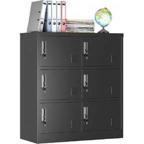 6 Doors Metal Locker for Employees, Lockable Storage Lockers for Home Office School Gym, Unassembled, Black in Kuwait