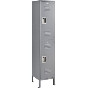 Global Industrial Infinity 2-Tier 2 Door Locker, 15" W x 15" D x 78" H, Gray, Unassembled in Kuwait