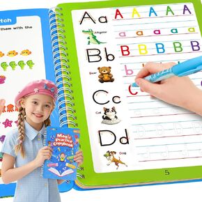 دفاتر سحرية قابلة لإعادة الاستخدام للأطفال، كتاب تلوين مائي سحري 5 في 1 مع قلم مائي، مجموعة تدريب على الكتابة اليدوية للأعمار 3 4 5 6 7 8 9، كتب تتبع لأنشطة التعلم في مرحلة ما قبل المدرسة in Kuwait