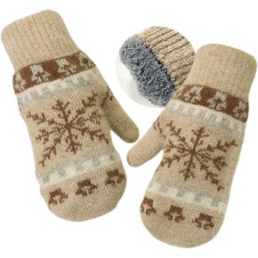 Women Knit Winter Mittens, Rabbit Hair Cold Weather Gloves, Plus-Size Thickened Thermal Plush Windproof Elastic Wrist in Saudi Arabia