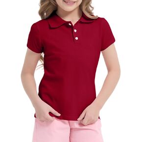 Phedrew Girls Cotton Polo Shirt Short Sleeve School Uniform Polo Shirts Pique Golf Shirts for Kids Youth(Age 5-14) in Kuwait