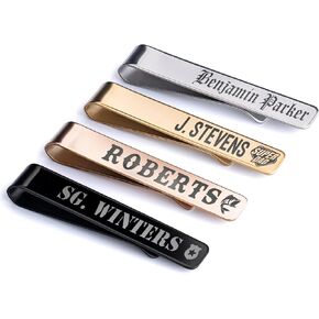 مشبك ربطة عنق مخصص، هدايا عيد الأب، مخصص مع الاسم والتاريخ، 4 خيارات للألوان، 30 خيارًا للأيقونات، 18 خطًا، أفضل أب على الإطلاق in Kuwait