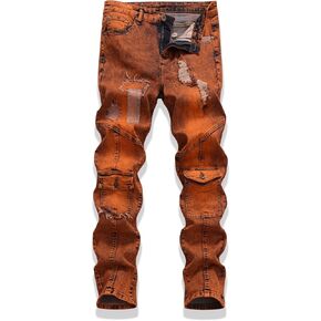 Mens Jeans Slim Fit,Carpenter Jeans for Men,Ruged Motorcycle Denim Pants with Ripped & Patch Details in Saudi Arabia