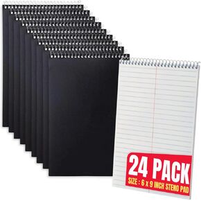 1InTheOffice Steno Pads Spiral 6x9, Steno Note Pads, Spiral Steno Pads, Gregg Ruled, 80 Sheets/Pack, White, 24 Pack in Kuwait