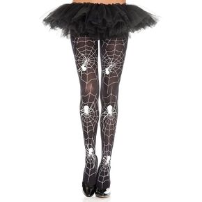 جوارب طويلة مطبوعة على شكل عنكبوت وشبكة - أسود/أبيض - O/S in Kuwait