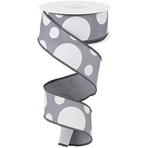 Craig Bachman 1.5" Giant Three Size Polka Dot Ribbon: 10 Yards (Black, White, 1.5 Inch) Floral Arrangement, Fabric Craft Wired Edge Ribbon in Kuwait
