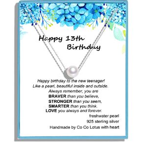 13th Birthday Gifts for Girls, Single Pearl Necklace Crafted with 6mm Freshwater Cultured Pearl and Sterling Silver Adjustable Cable Chain, Gifts for Teenage Girls in Kuwait