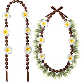 Hawaiian Graduation Kukui Nut Money Lei 48 Inch 3D Tropical Hawaii Luau Wreaths 2026 Graduation Lei Necklace Artificial Plumeria Flower for High School College Grad Party Accessories in Saudi Arabia