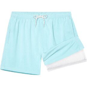 BRISIRA Mens Swim Trunks Textured 5" Compression Liner Quick Dry Bathing Suit Breathable Swimsuit Board Shorts Lightweight in Kuwait