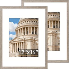 مجموعة إطارات صور Vitanly مقاس 8x10 مكونة من قطعتين، إطار خشبي صلب للجدار أو سطح الطاولة، صورة عرض 5x7 مع حصيرة أو 8x10 بدون حصيرة، طبيعي in Kuwait