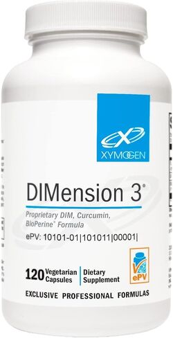 XYMOGEN Dimension 3 - مكمل Diindolylmethane DIM مع الكركمين + BioPerine - يدعم التخلص من سموم الاستروجين الصحي، والتوازن الهرموني للنساء والرجال - تخفيف انقطاع الطمث + دعم الدورة الشهرية (240 كبسولة) in Kuwait