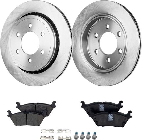 طقم قرص فرامل بديل ووسادة سيراميك متوافقة مع سيارة Ford F-150 2.7L V6 (2015-2017) الخلفية - للموديلات ذات فرامل الانتظار الكهربائية in Saudi Arabia