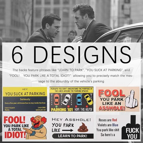 60PCS Funny Bad Parking Cards,You Suck at Parking/You Parked Like an Assholé Cards Look Like Real $100/$50 Bills,Bad Parkings Stickers with 6 Hilarious Designs as Prank Gifts in Kuwait