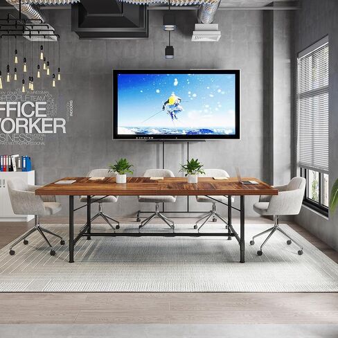 Tribesigns 6FT Conference Table, Rustic Rectangle 70.8" W x 35.4" D Meeting Table, Industrial Seminar Table Boardroom Desk for Office Meeting Conference Room (1, Rustic) in Kuwait