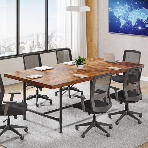 Tribesigns 6FT Conference Table, Rustic Rectangle 70.8" W x 35.4" D Meeting Table, Industrial Seminar Table Boardroom Desk for Office Meeting Conference Room (1, Rustic) in Kuwait