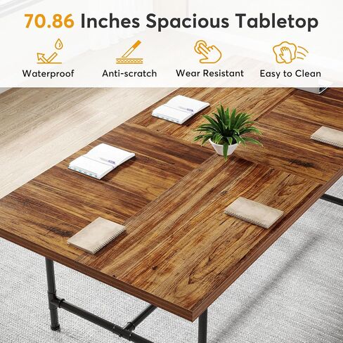 Tribesigns 6FT Conference Table, Rustic Rectangle 70.8" W x 35.4" D Meeting Table, Industrial Seminar Table Boardroom Desk for Office Meeting Conference Room (1, Rustic) in Kuwait
