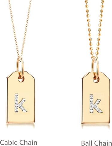14k Solid Gold Dog Tags, Diamond Letter Initial Dog Tag, Custom Name Letter Date Engrave Dog Tag Pendant, Personalized Engravable Dog Tag Necklace, Solitaire Birthstone Dog Tag Necklace in Saudi Arabia