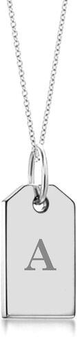 14k Solid Gold Dog Tags, Diamond Letter Initial Dog Tag, Custom Name Letter Date Engrave Dog Tag Pendant, Personalized Engravable Dog Tag Necklace, Solitaire Birthstone Dog Tag Necklace in Saudi Arabia