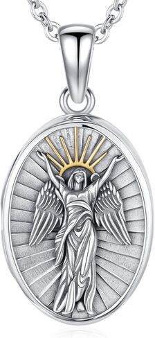 قلادة Guardian Angel/St Michael من الفضة الإسترلينية عيار 925، وقلادة دينية مسيحية، وسام القديس، وقلادة مجوهرات هدايا للنساء in Kuwait