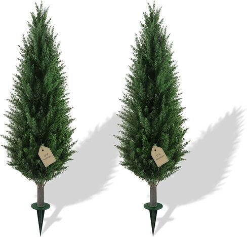 مجموعة أشجار توبياري من خشب الأرز الاصطناعي بطول 3.3 قدم مكونة من قطعتين مع ارتفاع، شجيرات نباتات وهمية مقاومة للأشعة فوق البنفسجية، شجيرات السرو الواقعية الزائفة دائمة الخضرة، شجرة الصنوبر للمزارعين في الهواء الطلق، ديكور خضرة الشرفة الأمامية in Kuwait