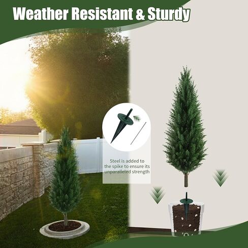 مجموعة أشجار توبياري من خشب الأرز الاصطناعي بطول 3.3 قدم مكونة من قطعتين مع ارتفاع، شجيرات نباتات وهمية مقاومة للأشعة فوق البنفسجية، شجيرات السرو الواقعية الزائفة دائمة الخضرة، شجرة الصنوبر للمزارعين في الهواء الطلق، ديكور خضرة الشرفة الأمامية in Kuwait