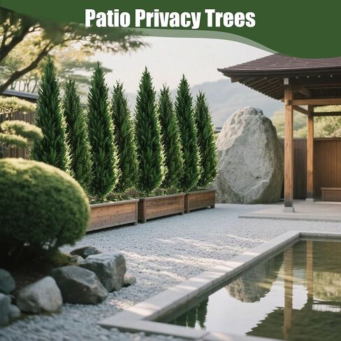 مجموعة أشجار توبياري من خشب الأرز الاصطناعي بطول 3.3 قدم مكونة من قطعتين مع ارتفاع، شجيرات نباتات وهمية مقاومة للأشعة فوق البنفسجية، شجيرات السرو الواقعية الزائفة دائمة الخضرة، شجرة الصنوبر للمزارعين في الهواء الطلق، ديكور خضرة الشرفة الأمامية in Kuwait