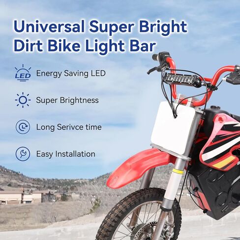 طقم لاسلكي لشريط إضاءة الدراجة الترابية العالمي لـ SSR110 CRF110 KLX110 140 KX250 TTR110 YZ125، شريط إضاءة LED للدراجة النارية مقاوم للماء لـ 7/8 بوصة مقود دراجة كهربائية صغيرة ATV Dirtbike ملحق in Saudi Arabia