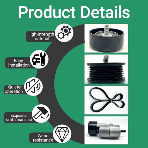 Belt Tensioner With Belt With Idler Pulley Fits 2011-2014 Sonata,2012-2014 Tucson,2013-2014 Santa Fe Sport,2011-2015 Kia Optima/Sportage,2014-2015 Sorento 2.0L 2.4L Replacement 2528125000 in Kuwait