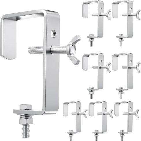 Zonon 4 Pack Stage Lighting Truss Clamp Hook for Square Tube Galvanized Iron Truss Clamps for LED Lights Spotlight, Moving Head Beam Square Tube Clamp, Heavy Duty 88 Lbs /40 kg (Black) in Kuwait