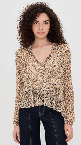 Ulla Johnson Women's Robbie Silk Long Sleeve Front Tie Blouse in Saudi Arabia
