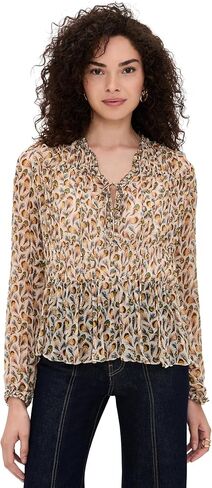 Ulla Johnson Women's Robbie Silk Long Sleeve Front Tie Blouse in Saudi Arabia