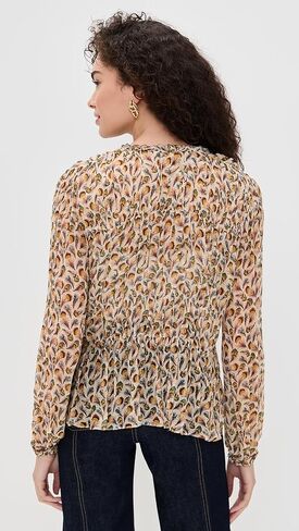 Ulla Johnson Women's Robbie Silk Long Sleeve Front Tie Blouse in Saudi Arabia