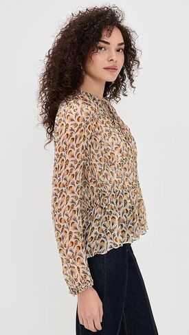 Ulla Johnson Women's Robbie Silk Long Sleeve Front Tie Blouse in Saudi Arabia