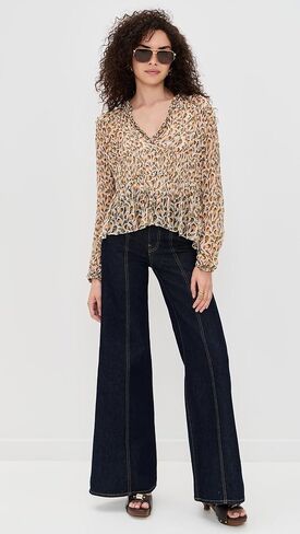 Ulla Johnson Women's Robbie Silk Long Sleeve Front Tie Blouse in Saudi Arabia