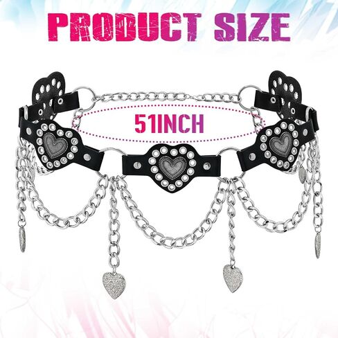 ELABEST Gothic Leather Waist Chain Belt Y2K Heart Charm Chains Tassel Jewelry for Women in Saudi Arabia