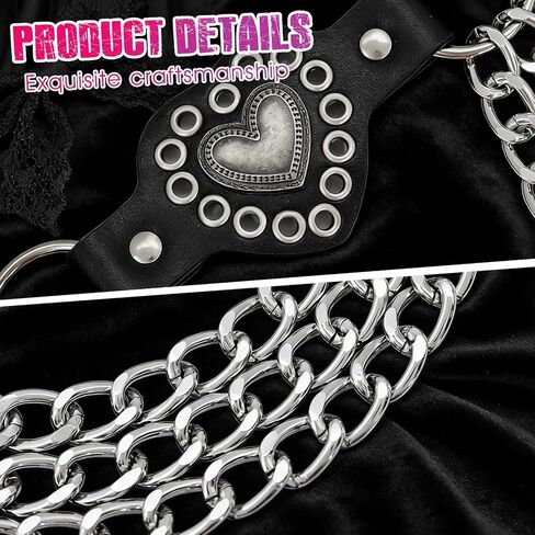 ELABEST Gothic Leather Waist Chain Belt Y2K Heart Charm Chains Tassel Jewelry for Women in Saudi Arabia