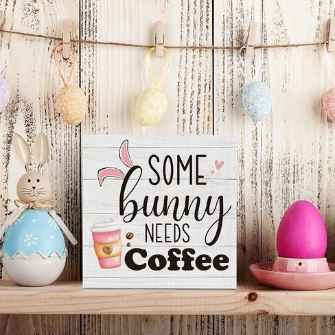 Easter Coffee Bar Decor Easter Decorations for Home Office Funny Bunny Easters Decor for Coffee Bar Kitchen Living Room 5 x 5 inches in Saudi Arabia