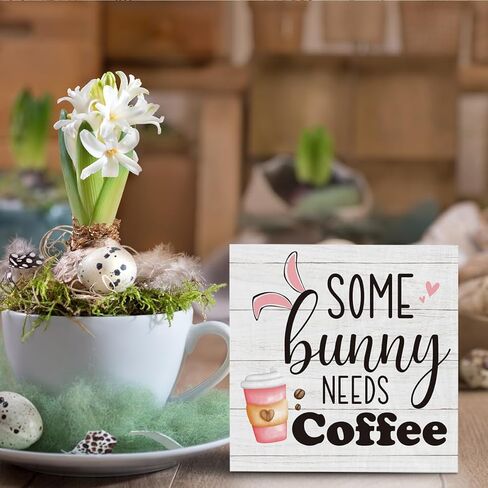 Easter Coffee Bar Decor Easter Decorations for Home Office Funny Bunny Easters Decor for Coffee Bar Kitchen Living Room 5 x 5 inches in Saudi Arabia