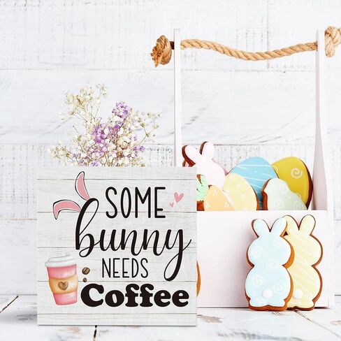 Easter Coffee Bar Decor Easter Decorations for Home Office Funny Bunny Easters Decor for Coffee Bar Kitchen Living Room 5 x 5 inches in Saudi Arabia