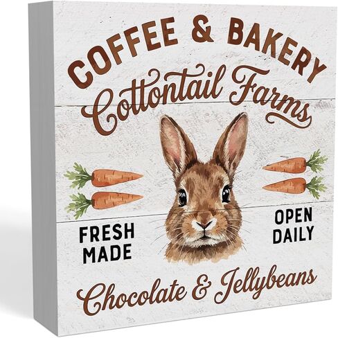 Easter Coffee Bar Decor Easter Decorations for Home Office Funny Bunny Easters Decor for Coffee Bar Kitchen Living Room 5 x 5 inches in Saudi Arabia