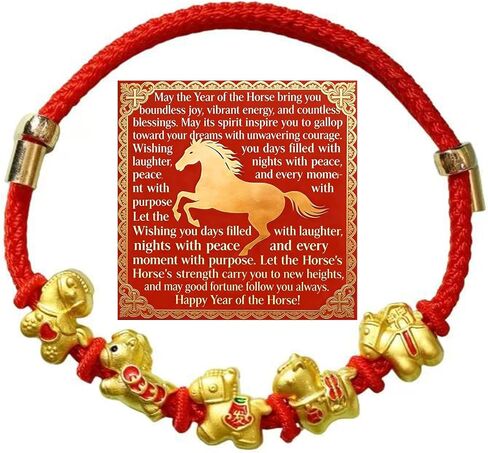 New Year of Horse Rope Beaded Bracelets for Women Men, 2026 Chinese Spring Festival With Gift Card Box Chinese Zodiac Animal Origin Adjustable String Charm Good Luck Braided Jewelry Gifts in Saudi Arabia