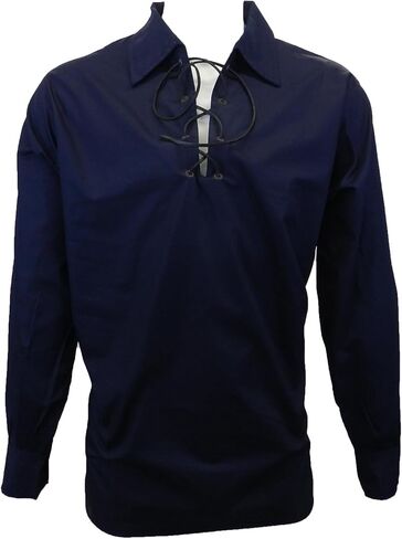 Men’s Long Sleeve Shirt, Jacobite Ghillie Shirt for Kilts, w/Leather Tie in Saudi Arabia