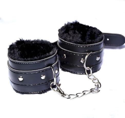 Black Fluffy Cuff Bracelets for Women Men O Ring Double Lock Pink Cuff Bracelet in Saudi Arabia