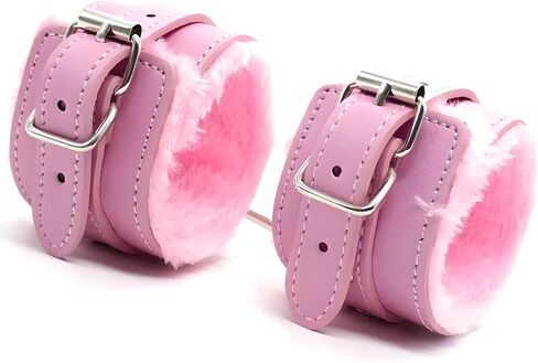 Black Fluffy Cuff Bracelets for Women Men O Ring Double Lock Pink Cuff Bracelet in Saudi Arabia