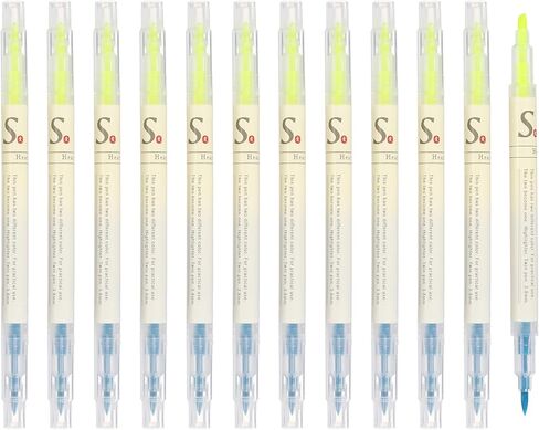 PATIKIL Dual Tip Highlighters, 12 Pack Double Sided Colored Highlighter 2 Colored No Bleeds Broad and Fine Tips Marker Pens Studying Supplies for Books Office Home, Red/Yellow in Saudi Arabia