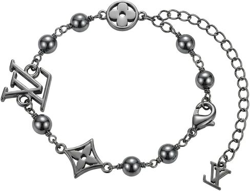 سوار سلسلة مطرز باللون الأسود من المعدن - مجوهرات عصرية من الفولاذ المقاوم للصدأ قابلة للتعديل للنساء والرجال in Kuwait